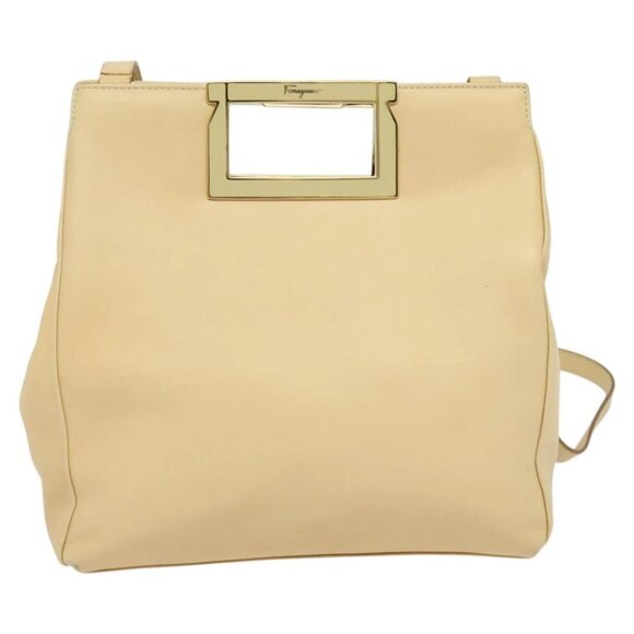 Salvatore Ferragamo Hand Bag Leather 2way Beige Gold - Picture 2 of 15